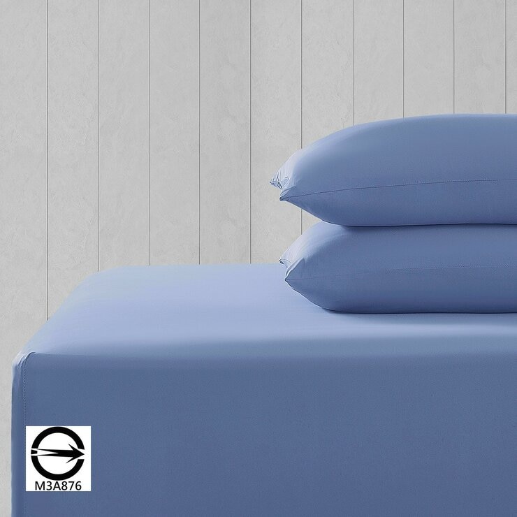 Don Home 涼感素色雙人床包枕套 3件組 152公分 X 190公分 藍灰