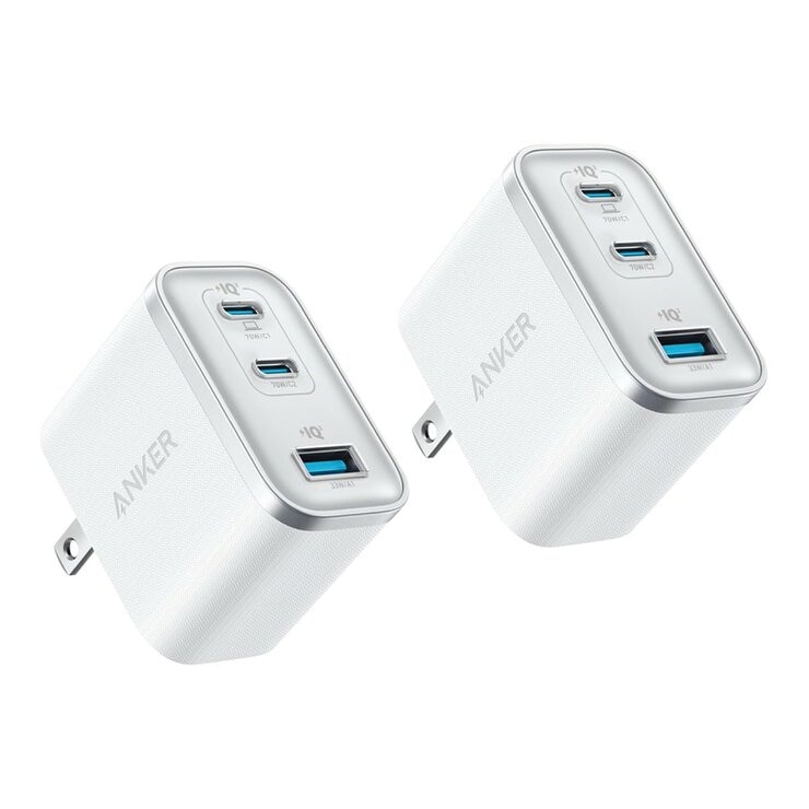 ANKER A121A Nano GaN 70W 急速充電器 兩入組 白色 ANKER A121A Nano GaN 70W 急速充電器 兩入組 白色