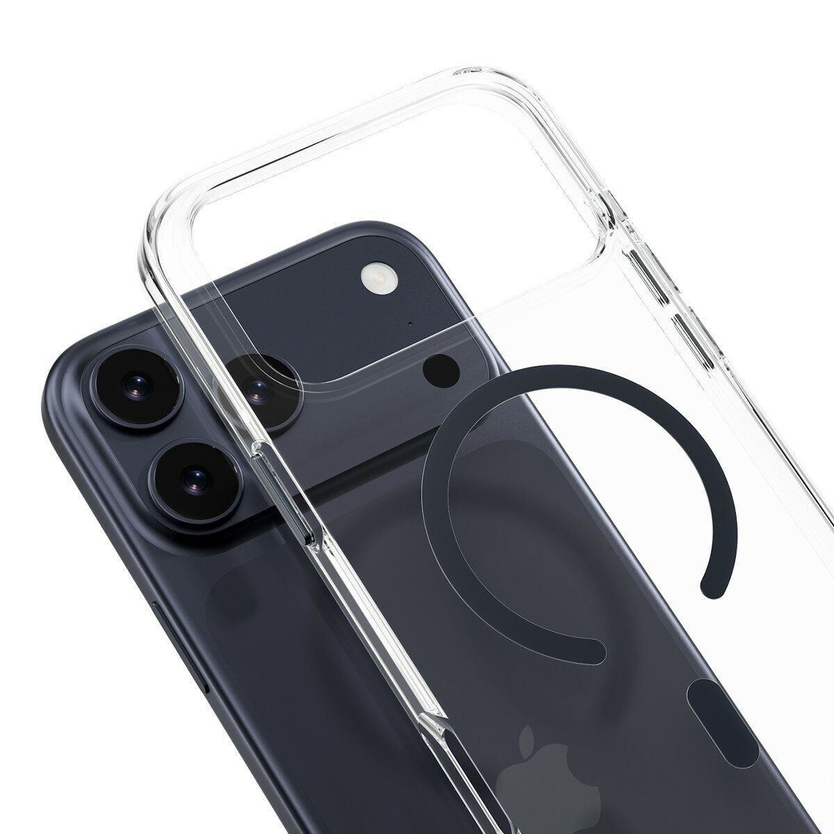 MAGEASY Bright M 不發黃軍規磁吸透明殼 iPhone 17 Pro Max(午夜磁圈) + 鏡頭保護貼Lenz(午夜) + Vetro 9H 鋼化玻璃保護膜
