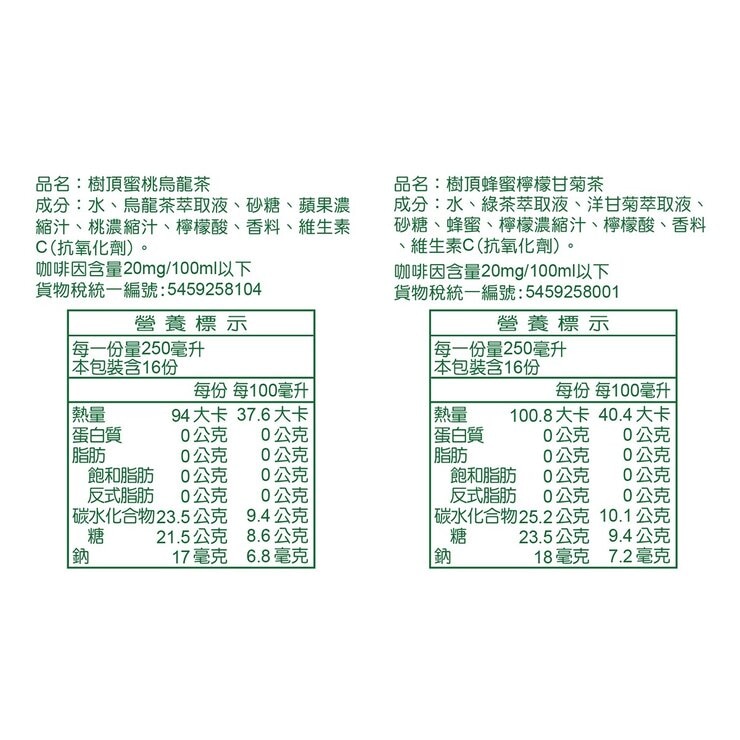 樹頂 果茶組合 2公升 X 4入