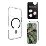 MAGEASY Bright M 不發黃軍規磁吸透明殼 iPhone 17 Pro(午夜磁圈) + 鏡頭保護貼Lenz(珊瑚) + Vetro 9H 鋼化玻璃保護膜 MAGEASY Bright M 不發黃軍規磁吸透明殼 iPhone 17 Pro(午夜磁圈) + 鏡頭保護貼Lenz(珊瑚) + Vetro 9H 鋼化玻璃保護膜