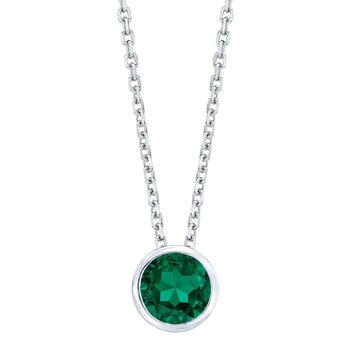14K白K金 祖母綠寶石項鍊