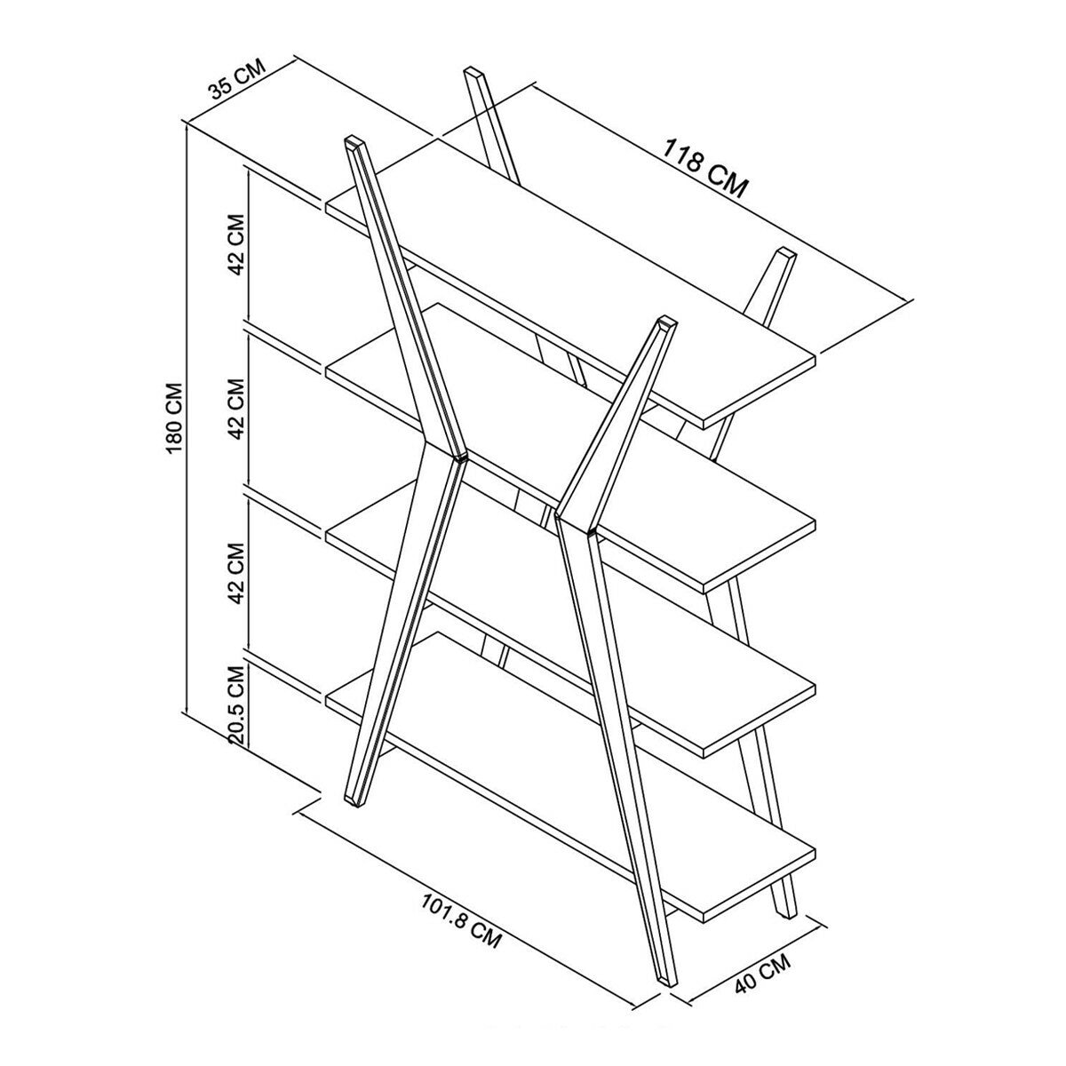Bentley Designs Kristen 四層開放式展示架 118公分