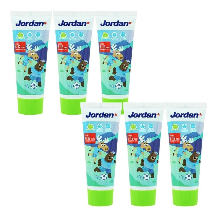 Jordan 6-12歲兒童牙膏 含氟1000ppm 青蘋果口味 75公克 X 8入