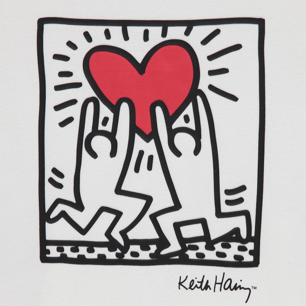 Keith Haring 兒童刷毛長袖連帽上衣 白 L