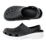 母子鱷魚 水陸雙色洞洞鞋 黑+白底