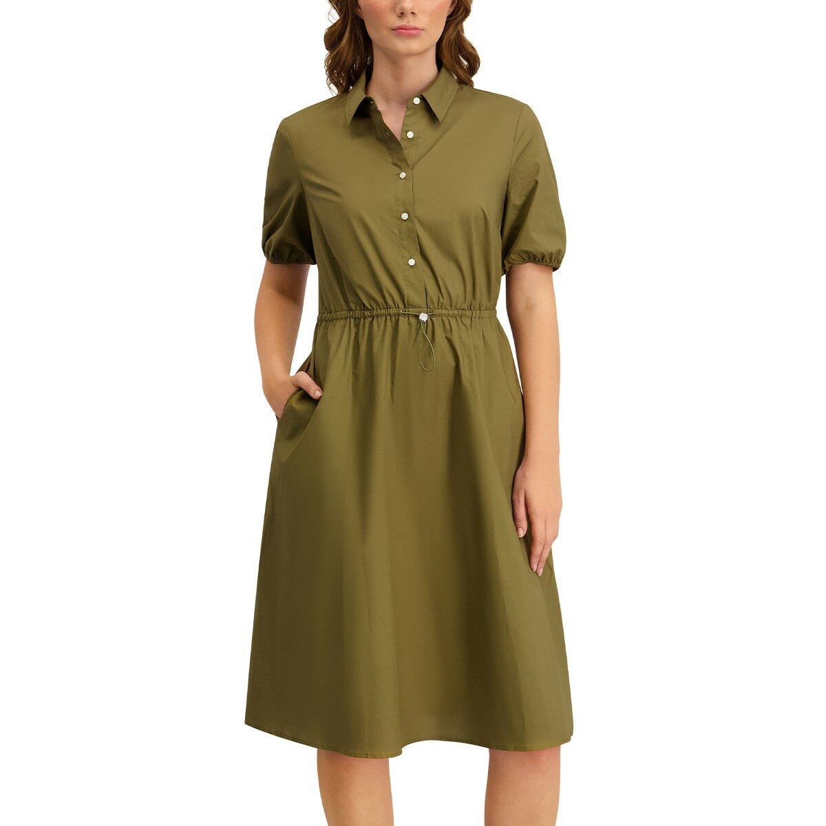 Halston 女鈕扣式中長連身裙