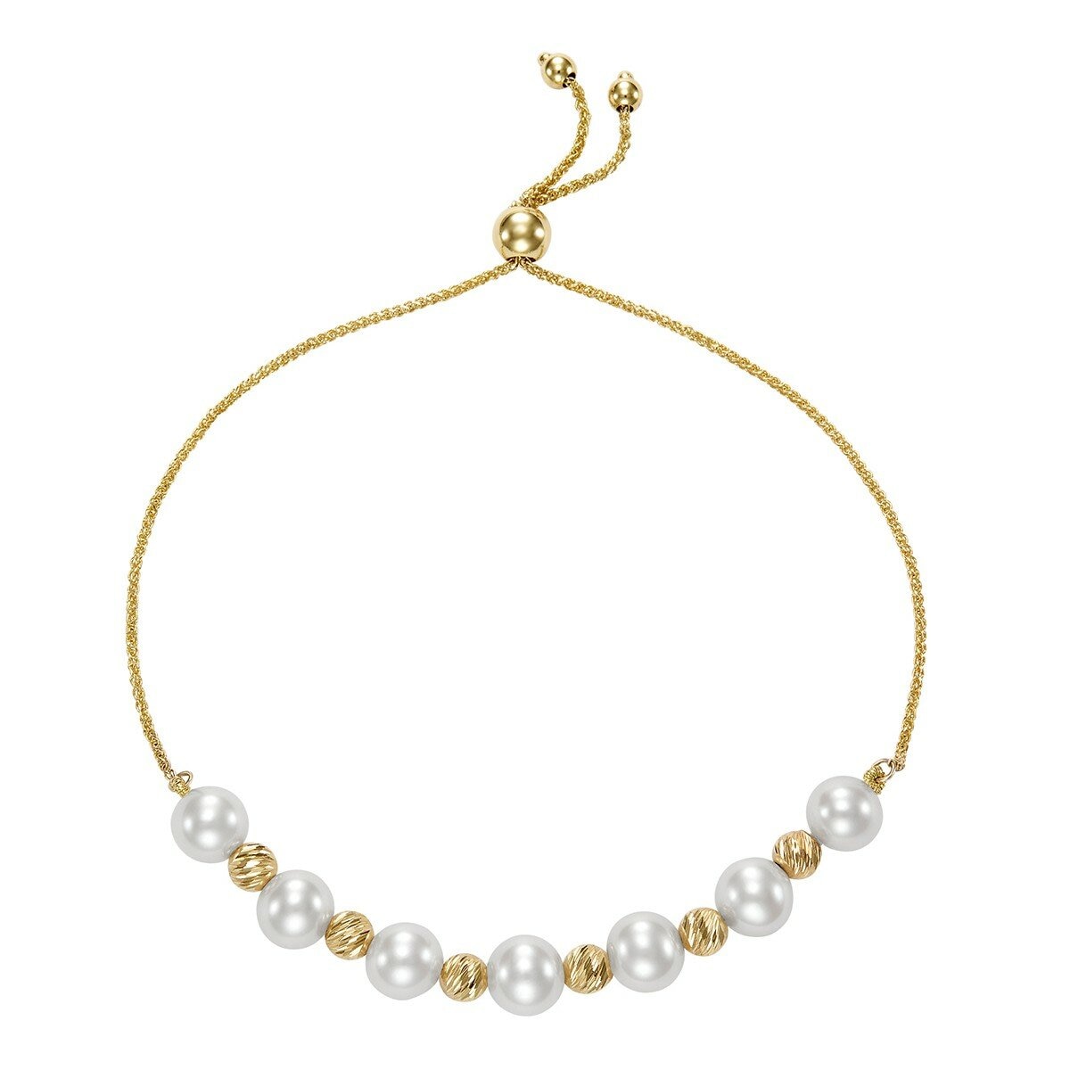 淡水珍珠手鍊 14K黃K金 6公釐-7公釐 淡水珍珠手鍊 14K黃K金 6公釐-7公釐