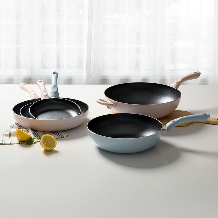 樂扣樂扣 霧感莫蘭迪IH不沾單柄鍋 2件組 20公分平煎鍋 + 28公分炒鍋