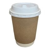牛皮雙層紙杯 236毫升 X 1000入 + 熱杯蓋 (白) 236毫升 X 1000入