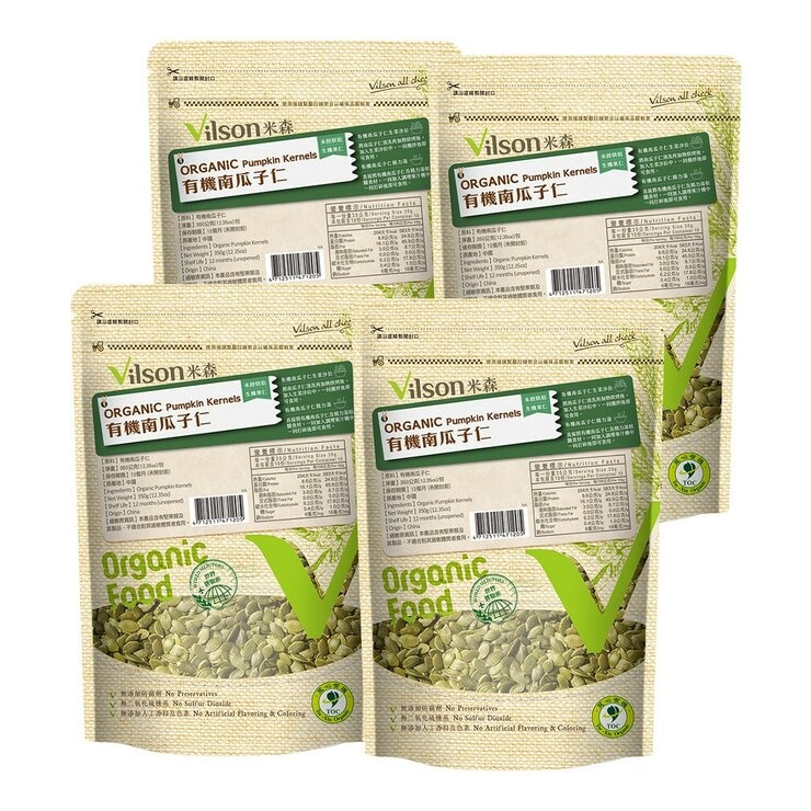 米森 有機南瓜子 350公克 X 4包