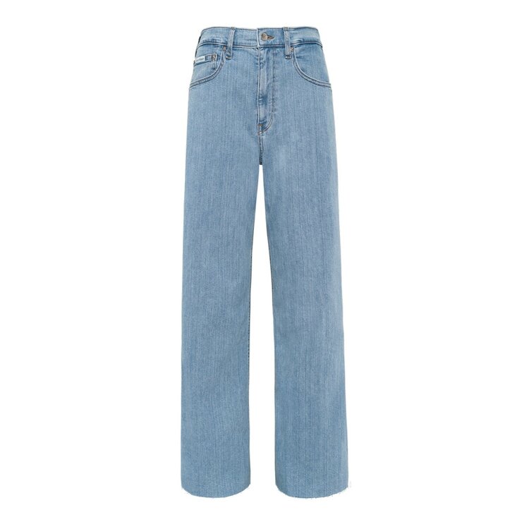 Calvin Klein Jeans 女高腰寬管牛仔長褲