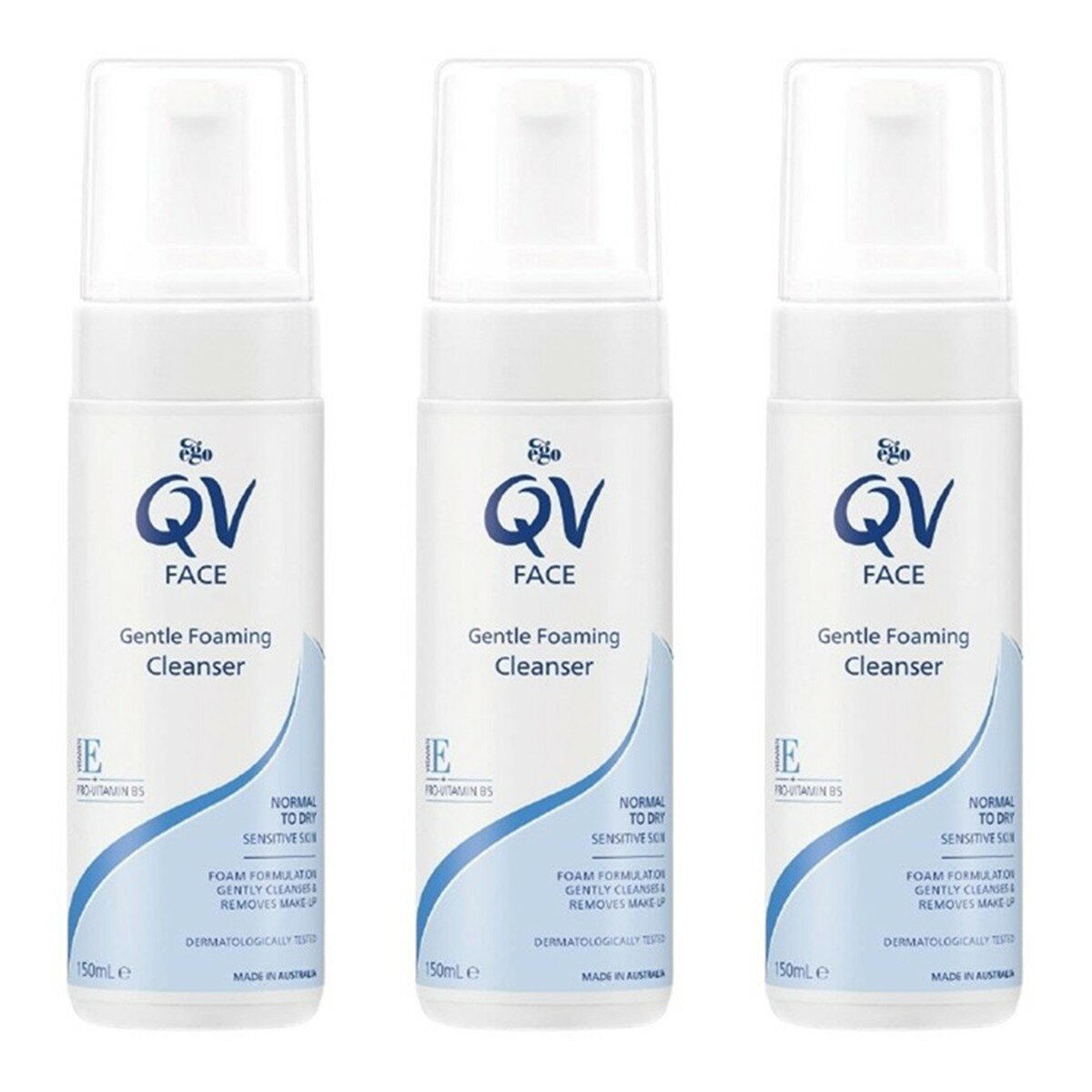 QV Face 舒敏無皂鹼卸妝洗顏慕絲 150毫升 X 3入