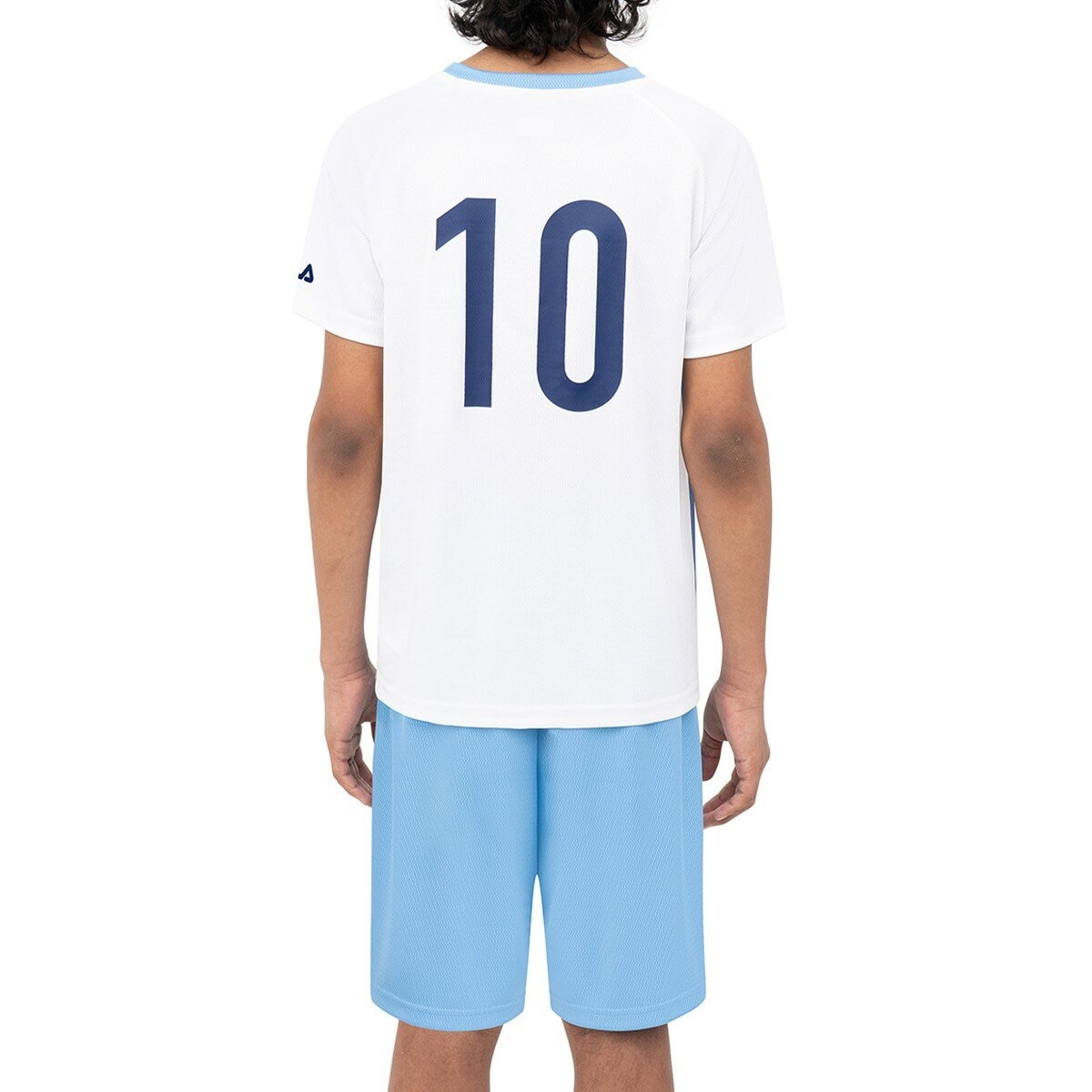 Fila 兒童足球短袖套組 白/藍 M