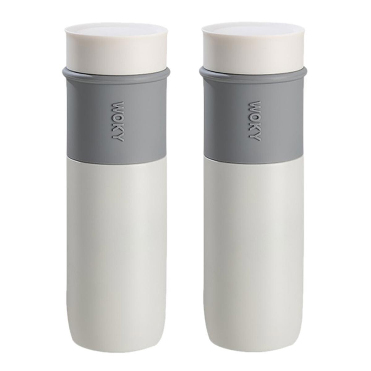 WOKY - Bộ 2 bình giữ nhiệt có lớp lót gốm 580ml, màu trắng