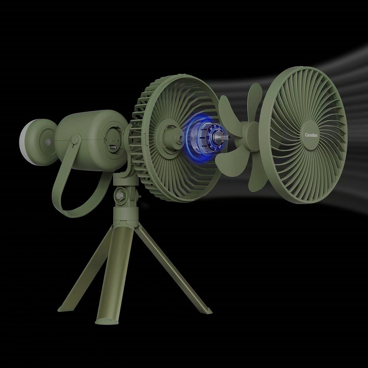 Camelion 充電式露營 LED 照明風扇