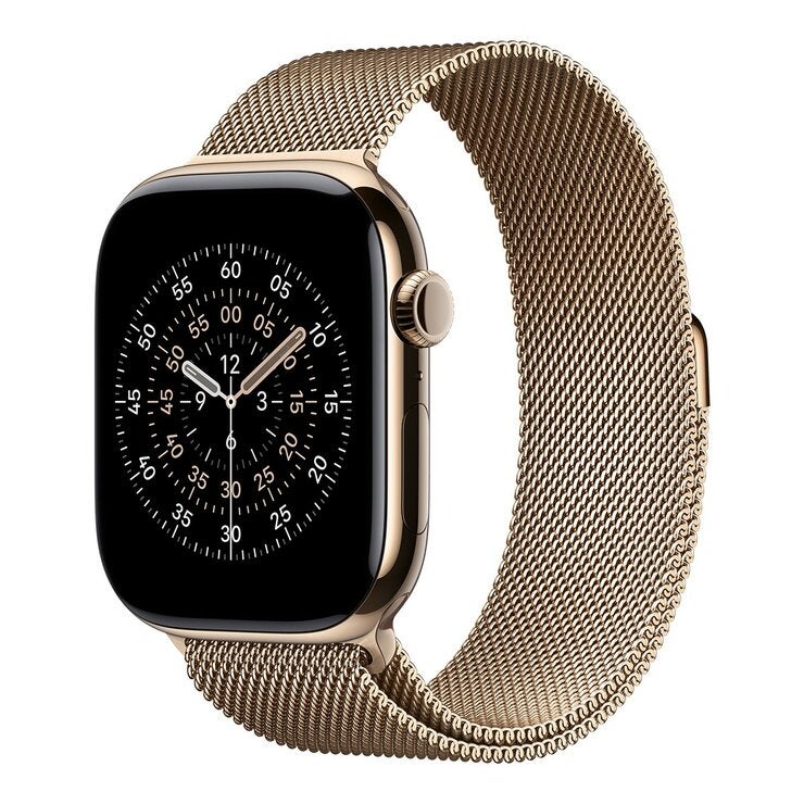 Apple Watch Series 11 GPS + 行動網路 46公釐 金色鈦金屬錶殼 附金色米蘭式錶環 M/L Apple Watch Series 11 GPS + 行動網路 46公釐 金色鈦金屬錶殼 附金色米蘭式錶環 M/L