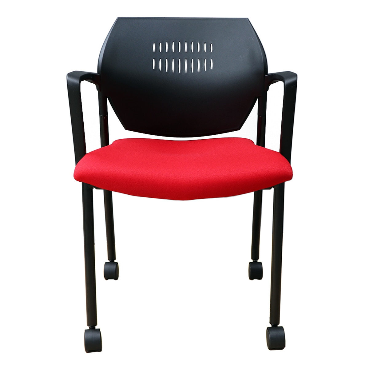 Musical Chairs Impressa 輪型扶手訪客椅 紅色椅面