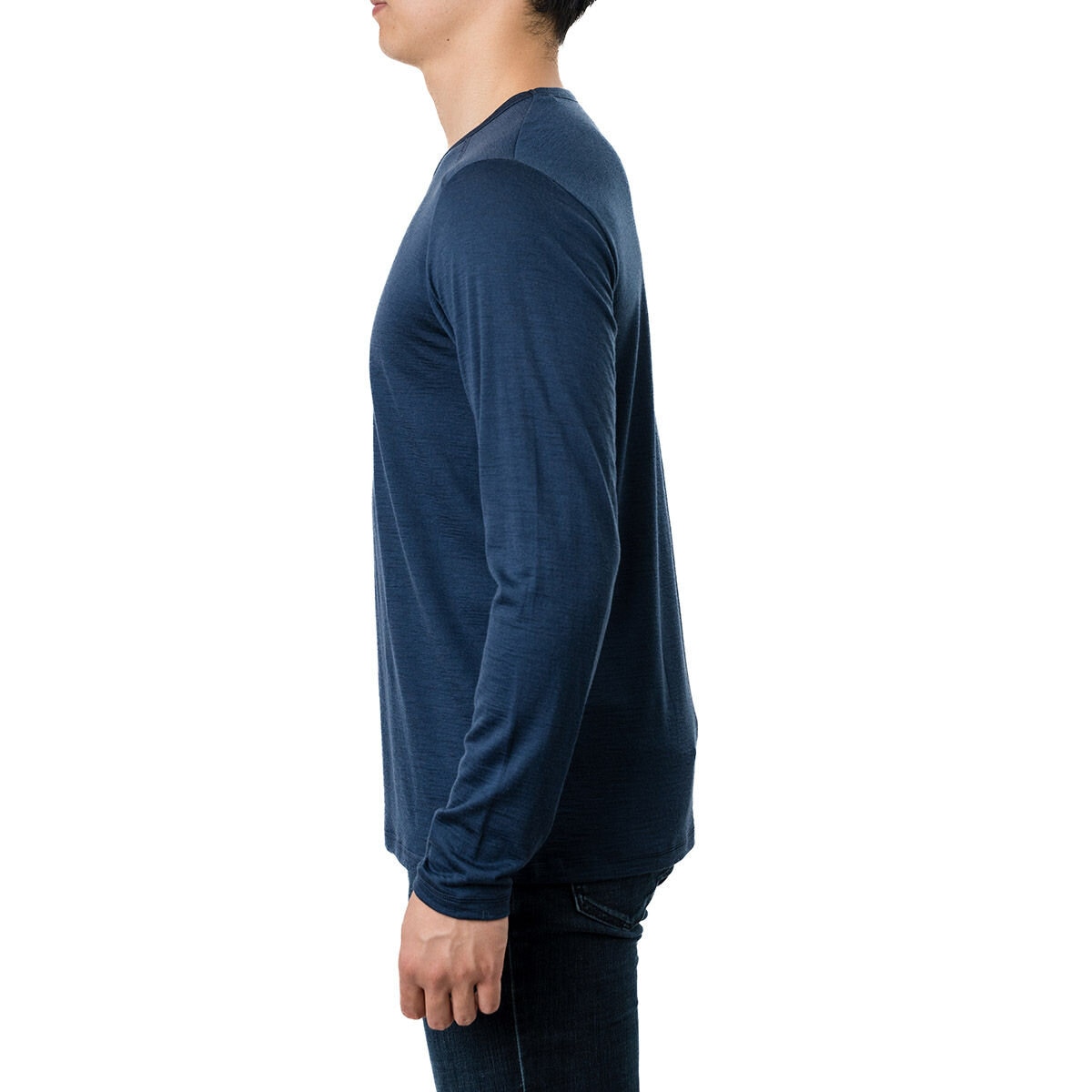 KARBON 男美麗諾羊毛長袖上衣 黑