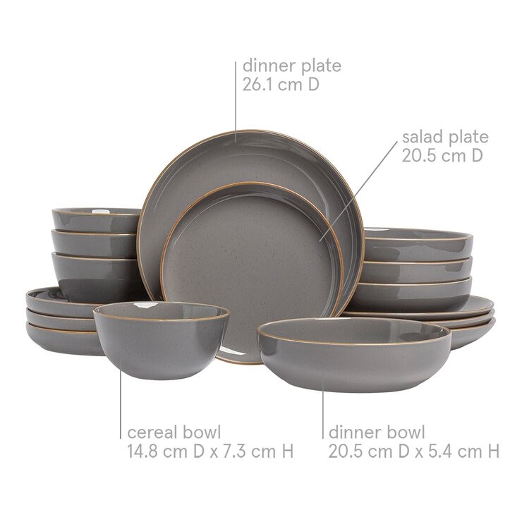 Over & Back 陶製餐具 X 16件組 深灰