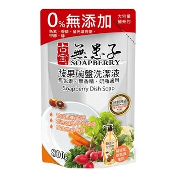 古寶無患子 蔬果碗盤洗潔液補充包 800公克 X 12入