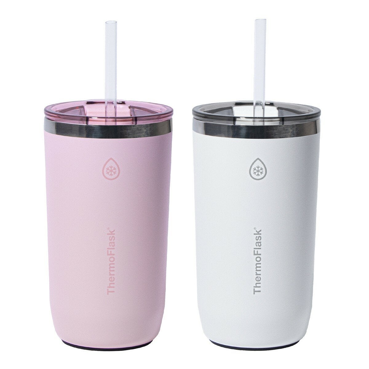 ThermoFlask 不鏽鋼保冷保溫馬克杯 含吸管 474毫升 X 2件組 ThermoFlask 不鏽鋼保冷保溫馬克杯 含吸管 474毫升 X 2件組