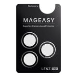 MAGEASY Bright M 不發黃軍規磁吸透明殼 iPhone 17 Pro(白磁圈) + 鏡頭保護貼Lenz鈦合金(鈦白) + Vetro 9H 鋼化玻璃保護膜