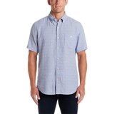 Weatherproof Vintage 男短袖亞麻混紡襯衫 淺藍