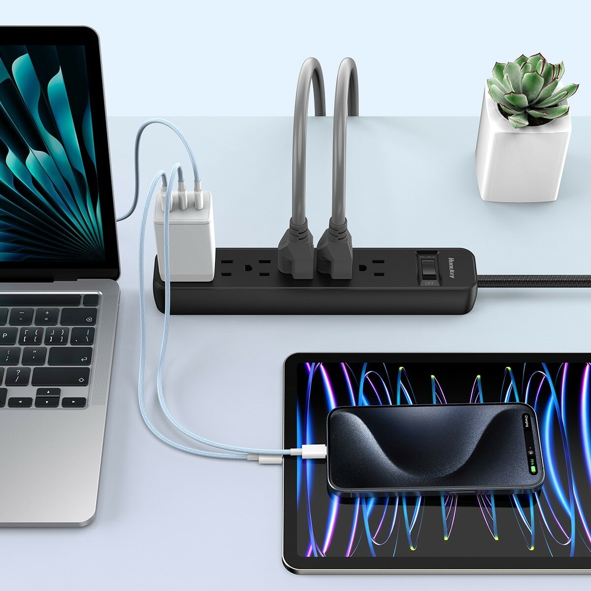 Huntkey 防突波 1開6插3孔 TYPE A+C 延長線 2入組 Huntkey 防突波 1開6插3孔 TYPE A+C 延長線 2入組