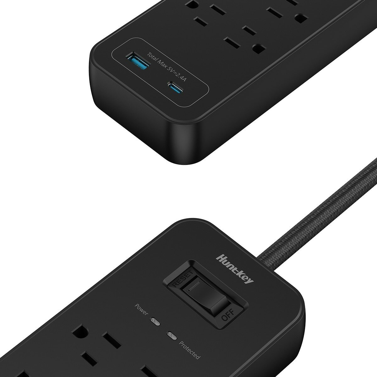 Huntkey 防突波 1開6插3孔 TYPE A+C 延長線 2入組 Huntkey 防突波 1開6插3孔 TYPE A+C 延長線 2入組