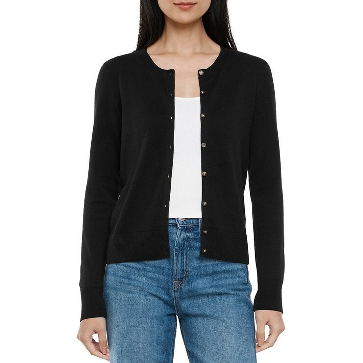 GAP 女圓領長袖開襟衫 黑 GAP 女圓領長袖開襟衫 黑