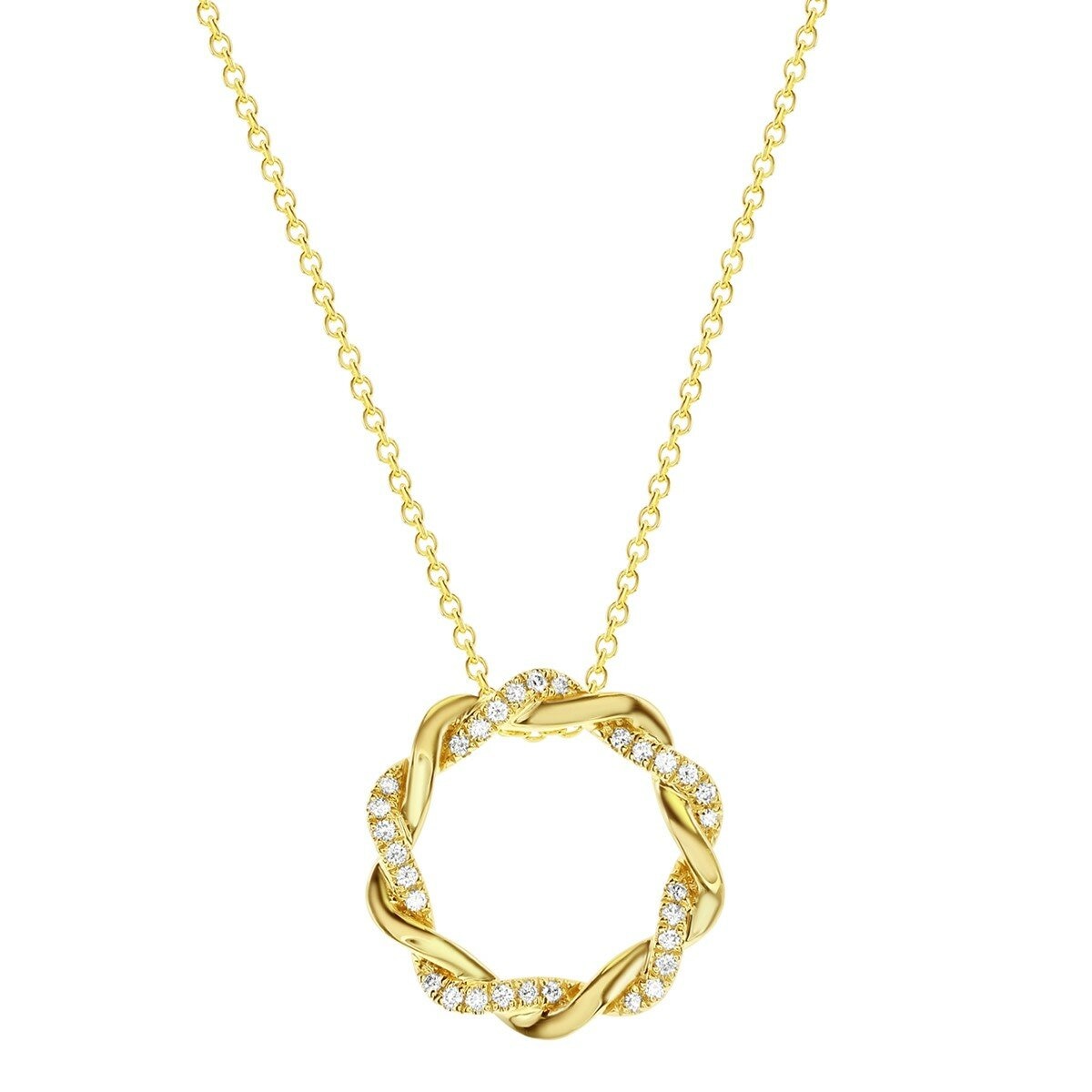 0.11克拉 14黃K金 圓形鑽石項鍊 VS2/I