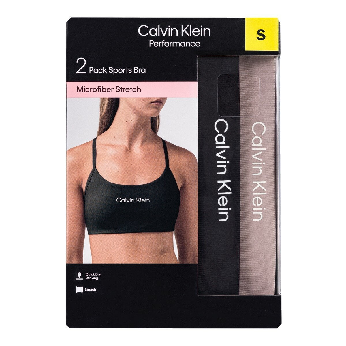 Calvin Klein 女運動內衣 2入組 黑米 S