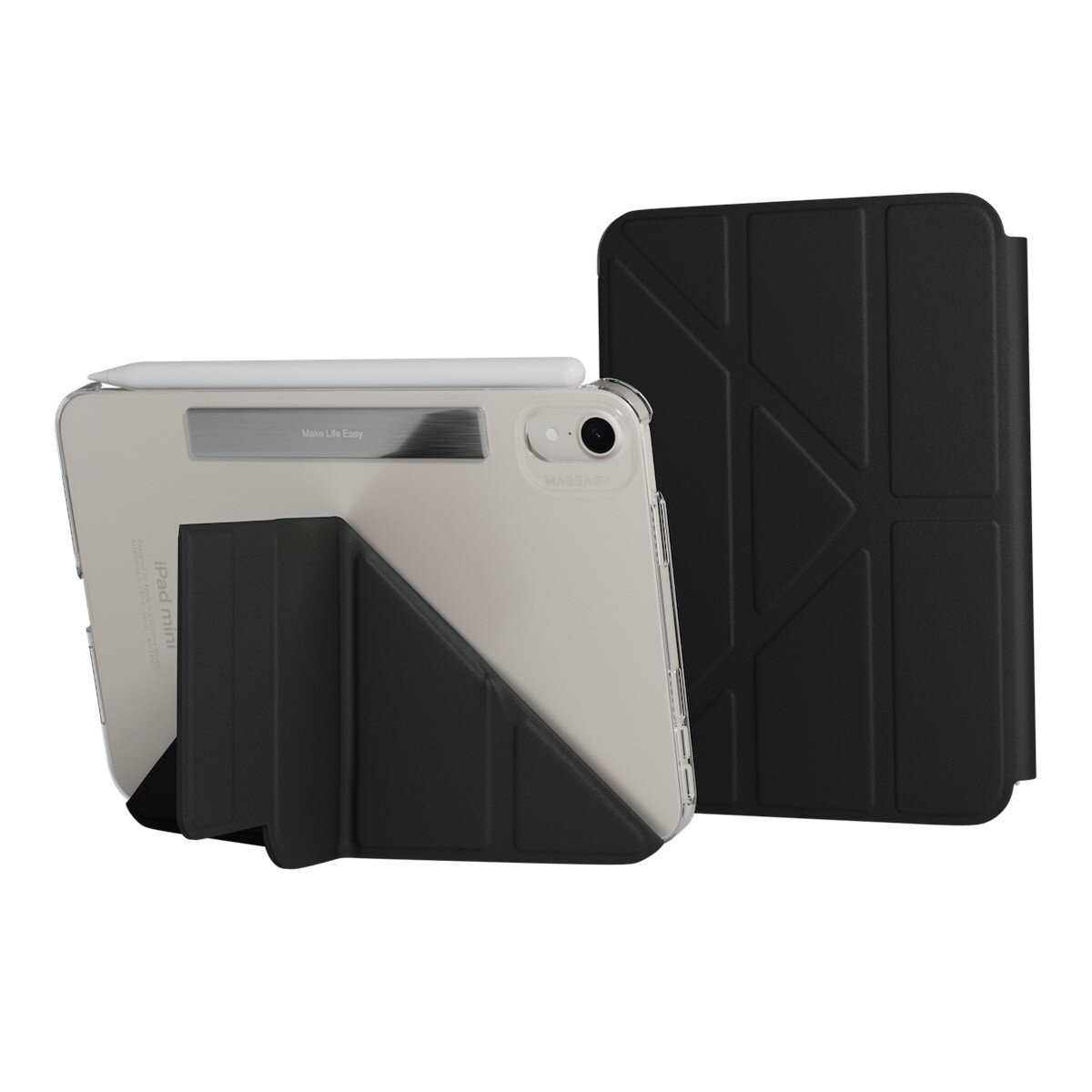 MAGEASY Facet 全方位支架透明背蓋保護套 iPad mini 7 2024 / A17 Pro / iPad mini 6 2021 黑