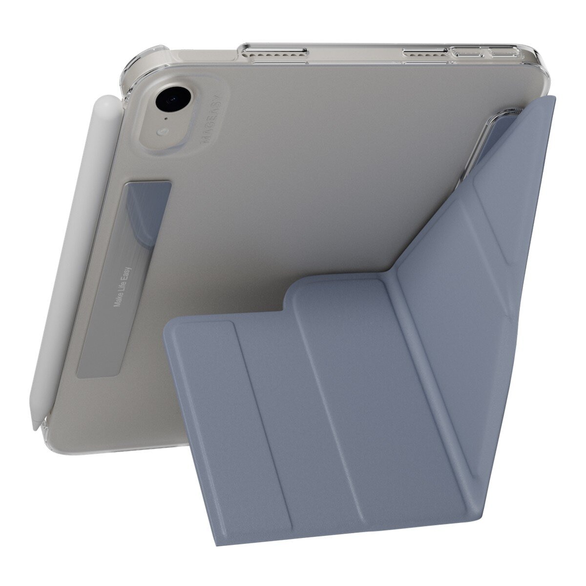 MAGEASY Facet 全方位支架透明背蓋保護套 iPad mini 7 2024 / A17 Pro / iPad mini 6 2021 阿拉斯加藍