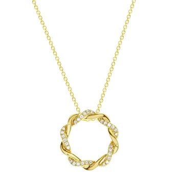 0.11克拉 14黃K金 圓形鑽石項鍊 VS2/I