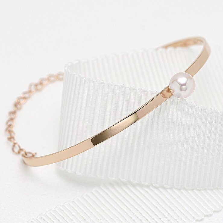 Tokyo Pearl 18K玫瑰金 6.5公釐 - 7.0公釐 Akoya 珍珠手環