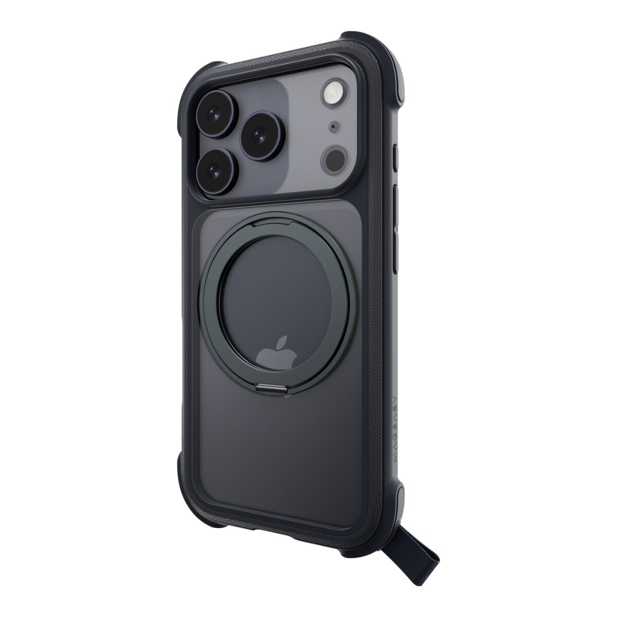 MAGEASY Odyssey Stand M 超軍規防摔磁吸支架手機殼 iPhone 17 Pro(皮革午夜) + 鏡頭保護貼Lenz 鈦合金(鈦白) + Vetro 9H 鋼化玻璃保護膜