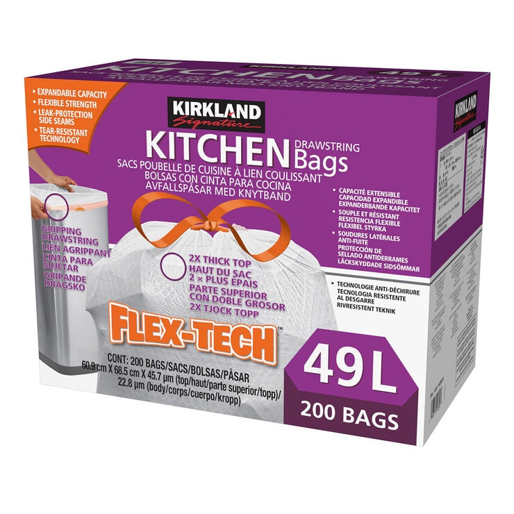 科克蘭 拉繩式垃圾袋 49公升 X 200入