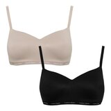 Calvin Klein 女無鋼圈內衣兩入組 黑+灰褐
