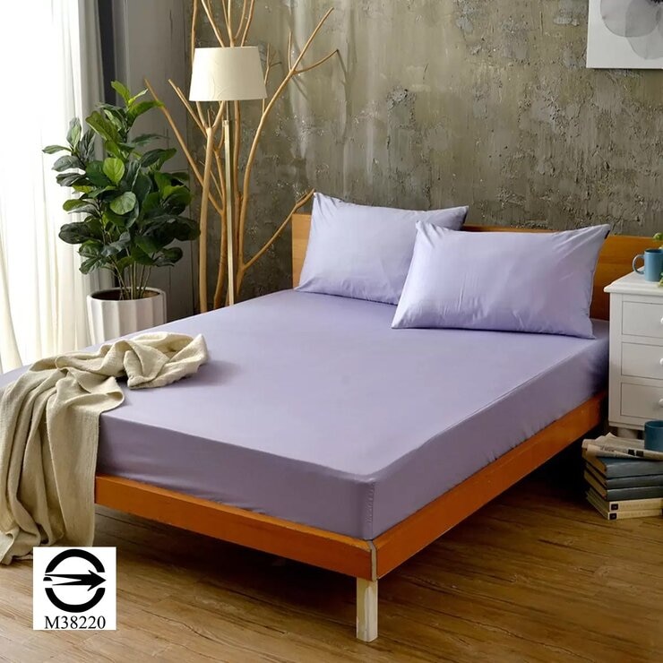 La Belle 單人200織純棉素色床包枕套 3件組 105公分 X 186公分 紫