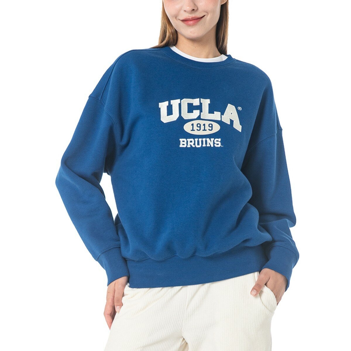 UCLA 女圓領長袖上衣 藍