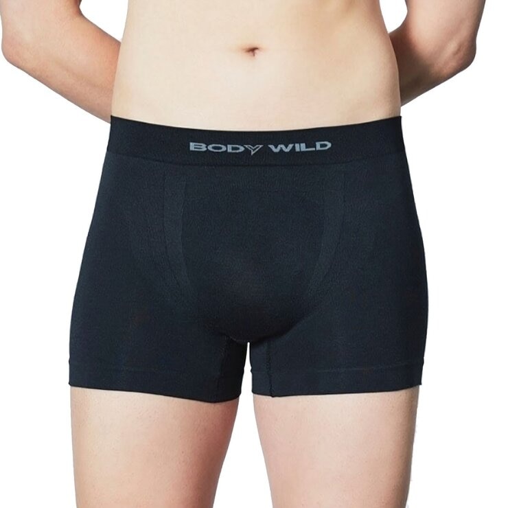 郡是 男 3D一體成型平口內褲 黑