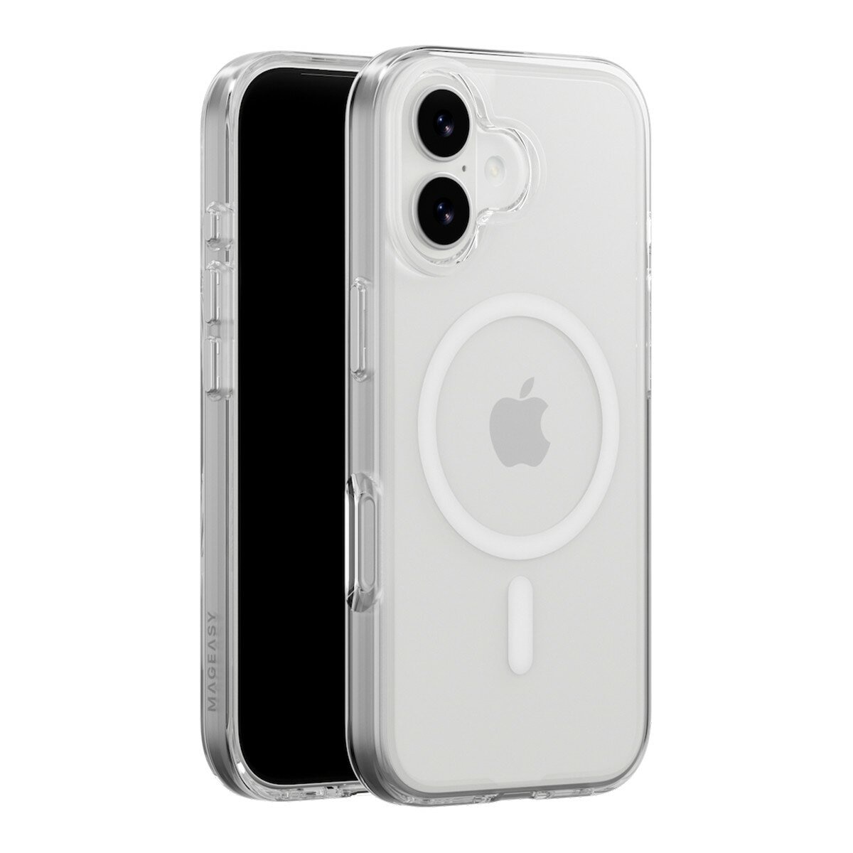 MAGEASY Bright M 不發黃軍規磁吸透明殼 iPhone 17 (白磁圈) + 鏡頭保護貼Lenz(銀色) + Vetro 9H 鋼化玻璃保護膜