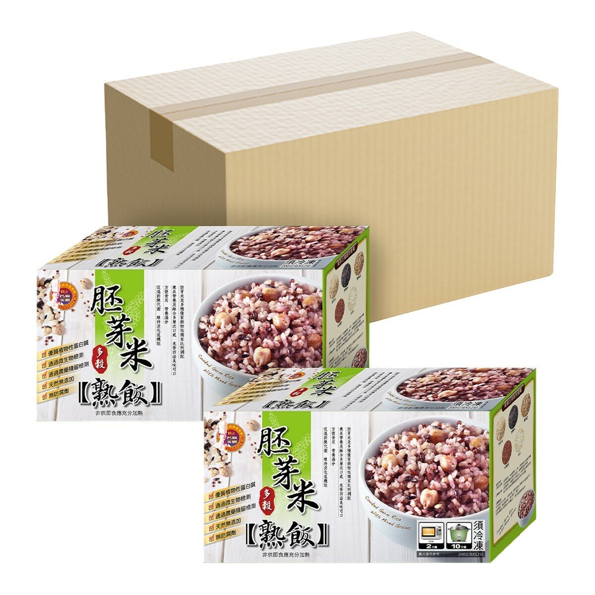 名廚美饌 冷凍胚芽米多穀熟飯 200公克 X 12包 X 2盒