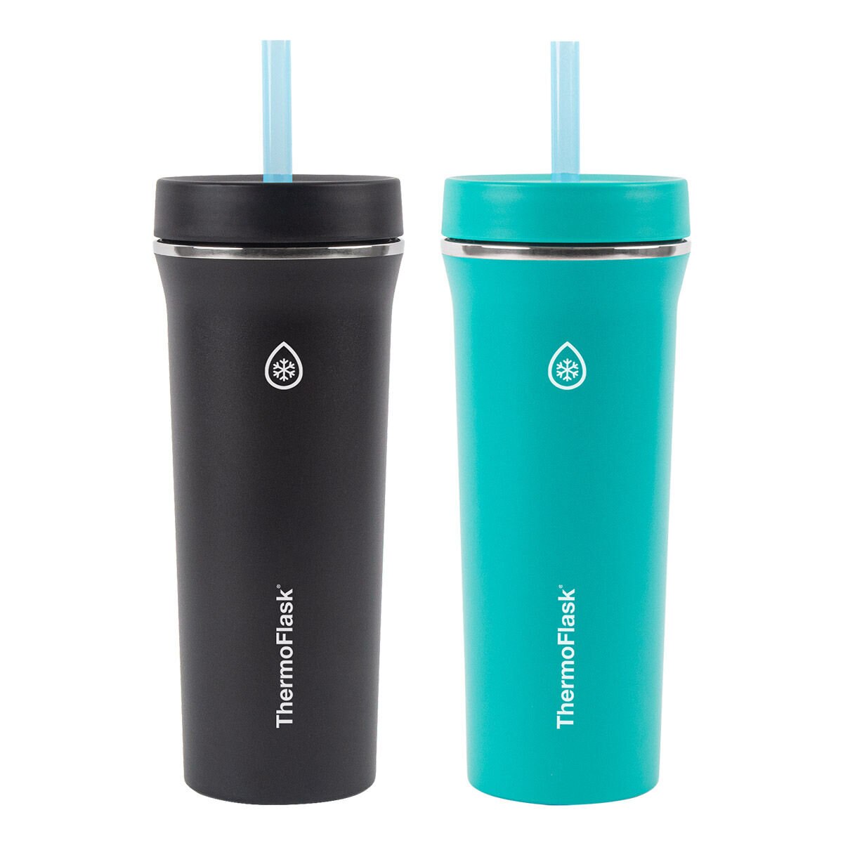 ThermoFlask 不鏽鋼吸管隨行杯 950毫升 X 2件組 黑 + 綠 Costco 好市多