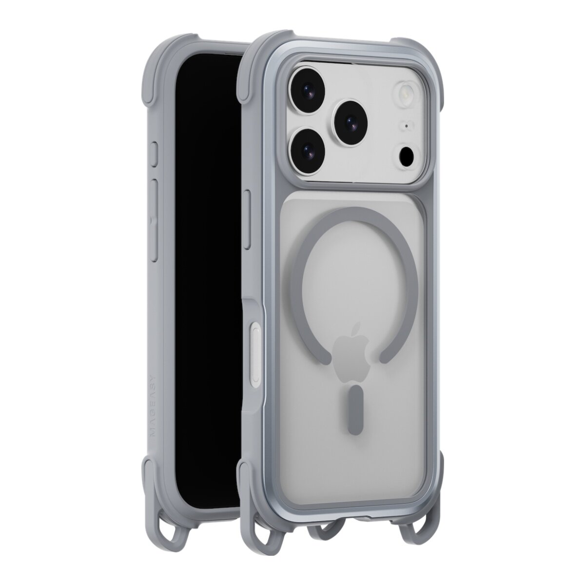 MAGEASY Odyssey Strap M 超軍規防摔掛繩手機殼 iPhone 17 Pro(迷霧/高冷灰) + 鏡頭保護貼Lenz 鈦合金(迷霧鈦) + Vetro 9H 鋼化玻璃保護膜