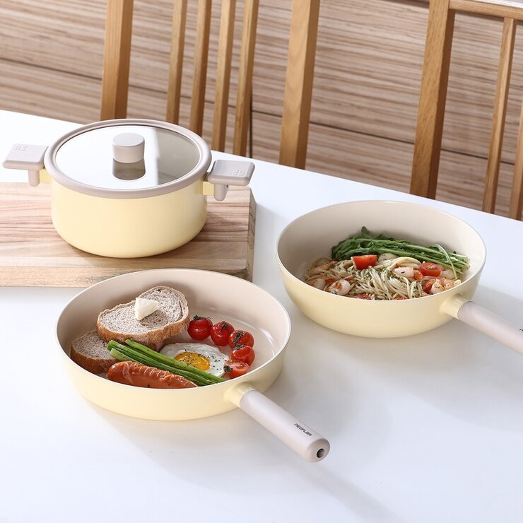 Neoflam 陶瓷不沾塗層鍋具 含玻璃上蓋 4件組