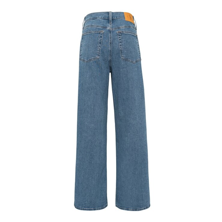 Calvin Klein Jeans 女高腰寬管牛仔長褲 藍