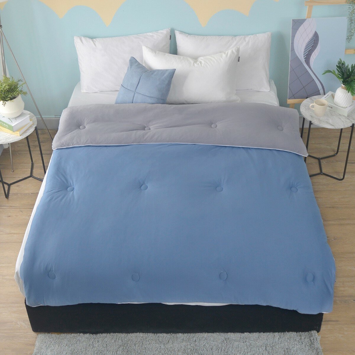 La Belle 雙人可水洗針織雲朵抱抱被 180公分 X 210公分 藍